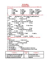 Đề thi học kỳ I môn Tiếng Anh Lớp 7 - Năm học 2011-2012 (Có đáp án)